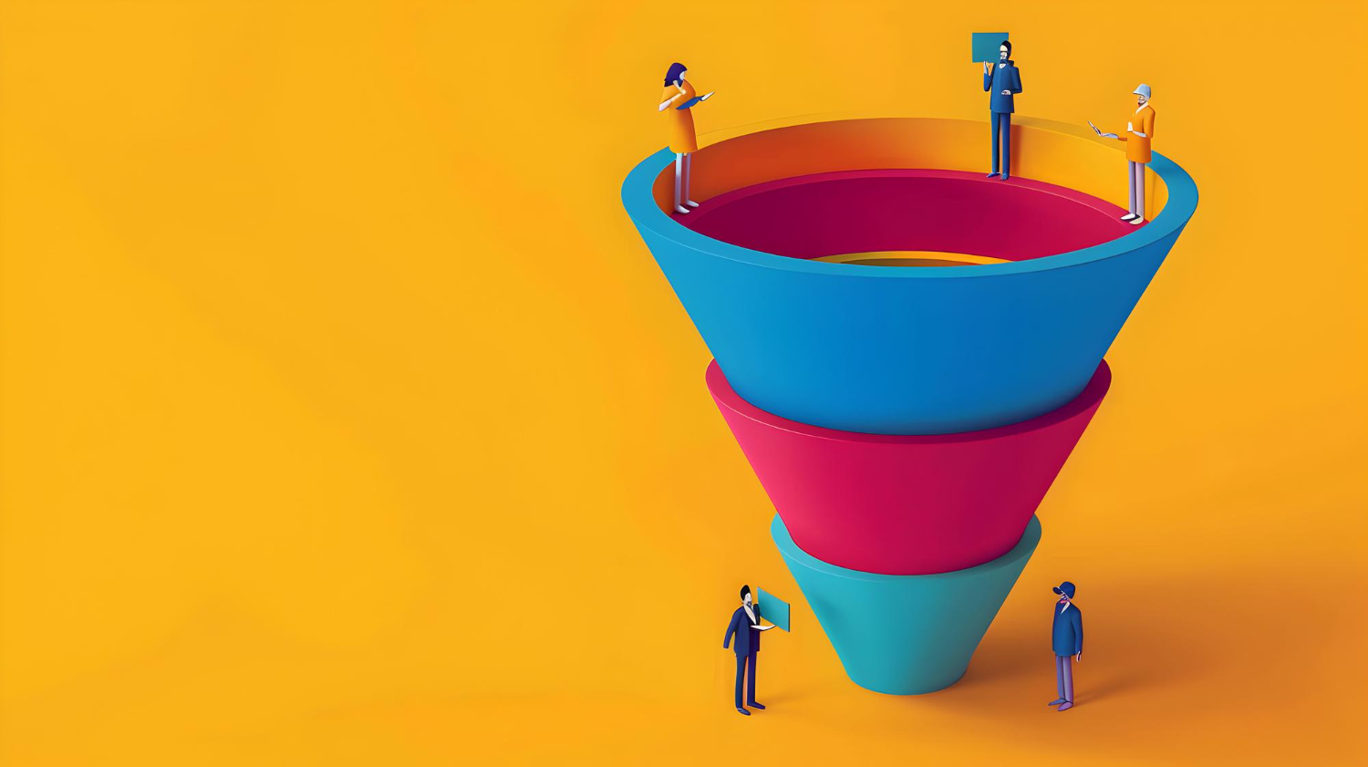 3D conversion funnel visualization showing where visitors drop off